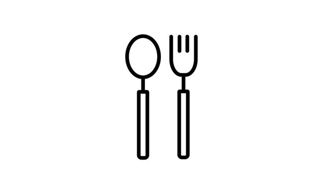 Fork and spoon, symbol for restaurant, video.