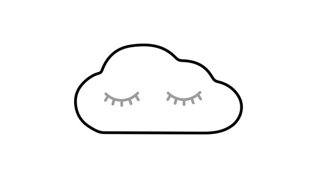 Isolated white clouds with eyelashes, icon