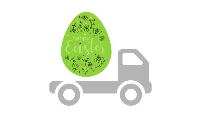Delivery truck width decorated Easter egg.