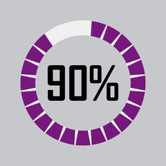 90 Percent Circular Progress Bar Vector Completion and Discount Indicator