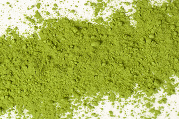Matcha tea, matcha powder isolated on a white background.