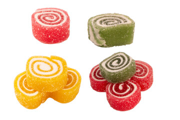Obraz premium Jelly sweet candy roll isolated on a white background. Marmalade candy.