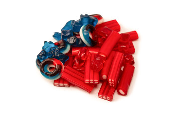 Assorted colorful gummy candies isolated on a white background. Jelly  sweets.