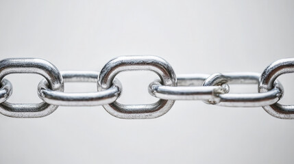 Obraz premium Close up view of metallic chain with shiny links, showcasing its strength and durability. image highlights interlocking design