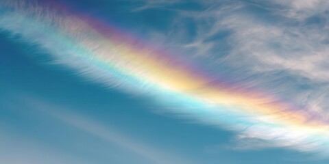 Obraz premium Vibrant Iridescent Cloud Formation Against Blue Sky