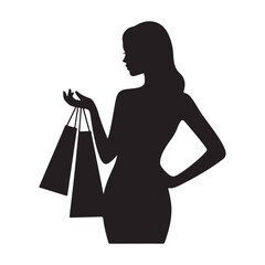 Elegant woman silhouette with shopping bags, representing consumerism and fashion lifestyle