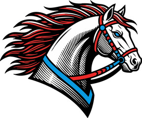 Obraz premium Dynamic White Horse Head Mascot Illustration Emblem Vector Graphic