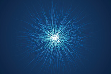 Abstract Blue Electric Burst With Chaotic Energy Lines