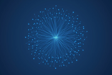 Blue Energy Sphere With Glowing Particle Lines