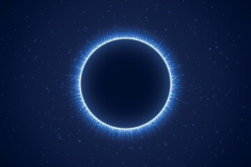 Solar Eclipse With Blue Electric Corona Glow