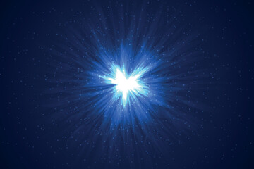 Blue Starburst Explosion In Deep Space Background