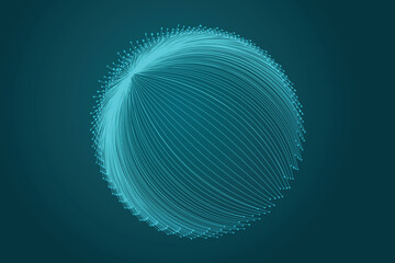 Abstract Teal Data Sphere With Flowing Digital Lines