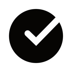 Check Mark Circle Solid Vector Icon for Confirmation