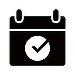 Calendar Check Solid Vector Icon for Event Confirmation