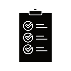 Checklist Clipboard Solid Vector Icon for Task Management