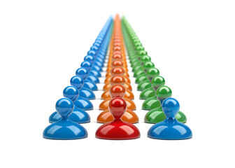 Leading the Pack: A vibrant display of abstract figures marching in formation, symbolizing leadership, teamwork, and a unified vision for a business, strategy or marketing.