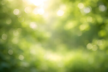 Soft Green Foliage Bokeh Background with Natural Sunlight and Shallow Depth of Field