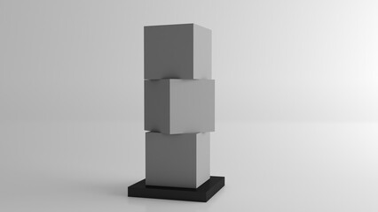 Three stacked cube mockups designed for digital advertising, branding, and video presentation.