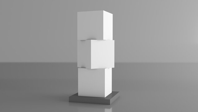 Three stacked cube mockups designed for digital advertising, branding, and video presentation.