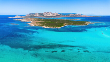 Naklejka premium Aerial panorama of Isola Piana and Asinara island in North Sardinia, Italy