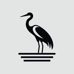 Fototapeta premium Elegant minimalist silhouette design of a standing heron vector illustration