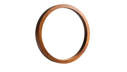 Elegant oval mirror with a rich brown wooden frame, shown from a side angle perspective. This classic home decor item is isolated on a transparent background, perfect for interior design projects.