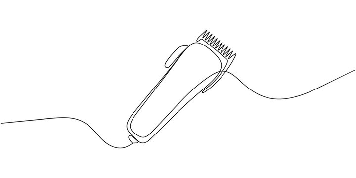 Continuous one line hair clipper. Vintage hair clipper isolated on a white background. Barbershop concept. Vector illustration, Electric hair clipper, beard trimmer one line continuous drawing.