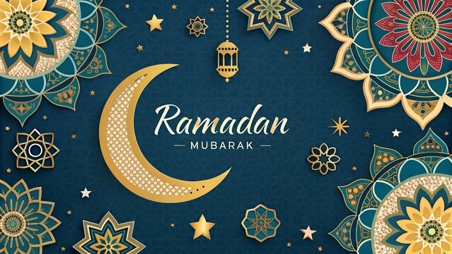 seamless background with stars and crescent moon for ramadan 2026. ramadan mubarak. ramzan mubarak