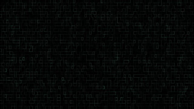 Geometric pattern of small squares on a dark background texture