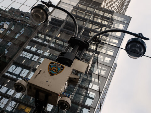 NEW YORK, USA - NOVEMBER 18, 2019:  NYPD Police Department security camera