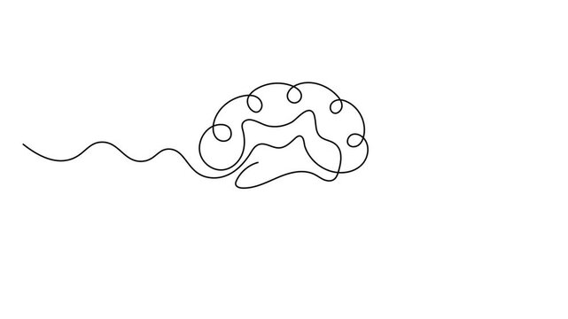 Human brain continuous one line drawing concept. Continuous one line drawing of brain. Human brain line design