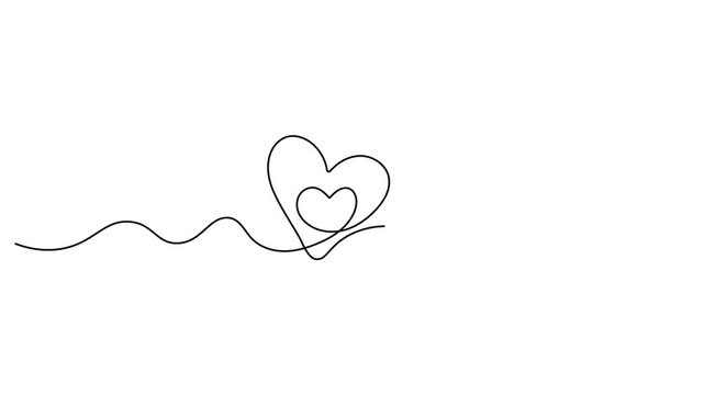 One line drawing heart animation. Hand drawn vector minimalist illustration of love animation. Cute simple line art love heart animation