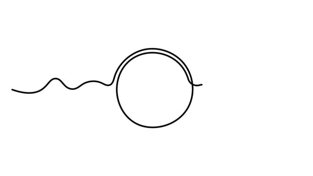 Continuous one line drawing of black circle animation. Round frame sketch outline circle animation. Hand drawn circle line sketch