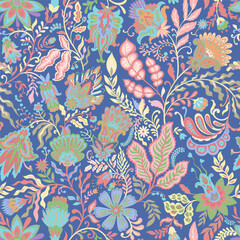 Fototapeta premium Pastel Folk Floral Bouquet Repeat Pattern