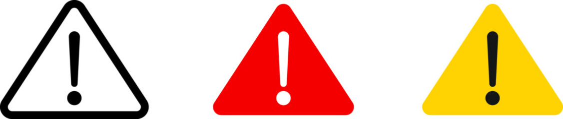 Warning icons. Danger signs. Warning attention icons