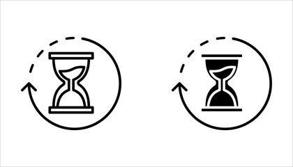 anti-aging hourglass line icon set, flat design vector illustration on white background.