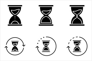 anti-aging hourglass line icon set, flat design vector illustration on white background.