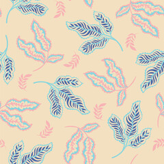 Pastel Botanical Leaf Ornament Pattern