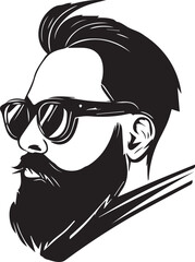 Stylish man side profile beard grooming silhouette design vector on white background 