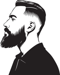 Stylish man side profile beard grooming silhouette design vector on white background 