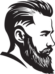 Stylish man side profile beard grooming silhouette design vector on white background 