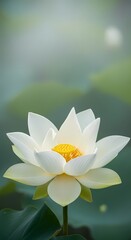 Serene White Lotus Flower Blooming in Soft Light depth wallpaper 4k