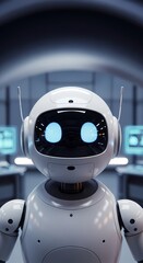 Friendly robot in a high-tech office depth wallpaper 4k