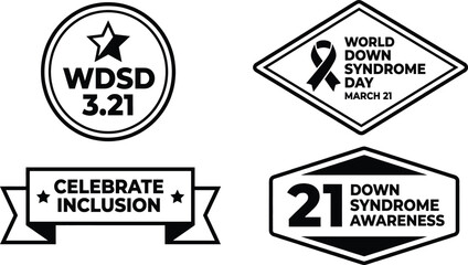 Obraz premium Down syndrome awareness ribbons and badges icon set vector