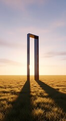 Abstract portal in a field at sunset depth wallpaper 4k