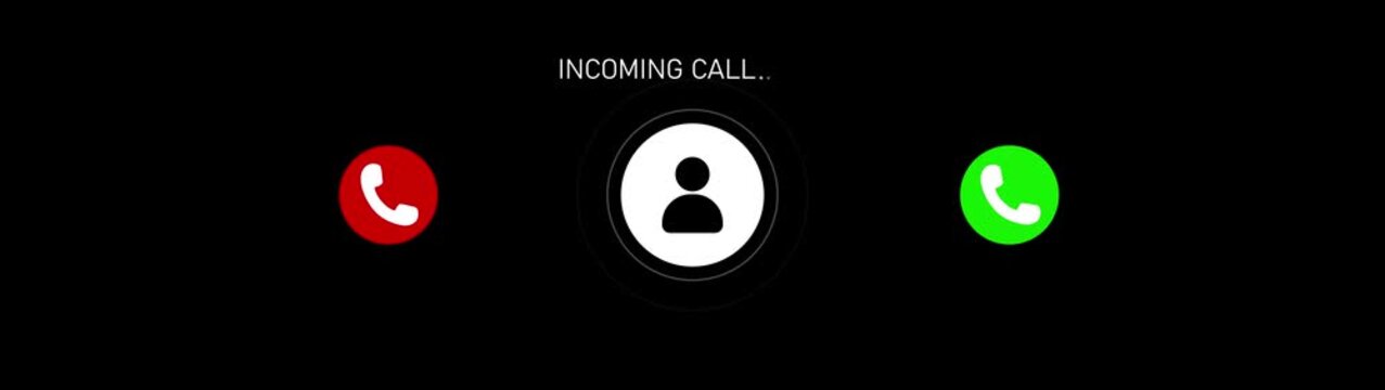 Incoming call ring icon background black Screen Animation of phone call Incoming call phone icon you receive the message animated. Motion graphics of call concept