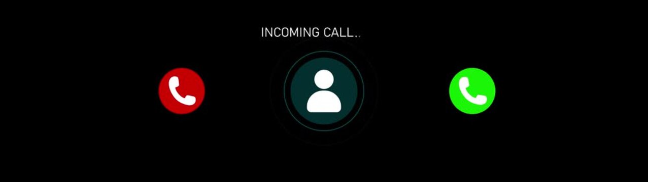 Incoming call ring icon background black Screen Animation of phone call Incoming call phone icon you receive the message animated. Motion graphics of call concept