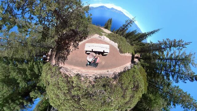 Crater Lake National Park Cleetwood Cove Trail Hiking Tiny Planet 01 Oregon USA
