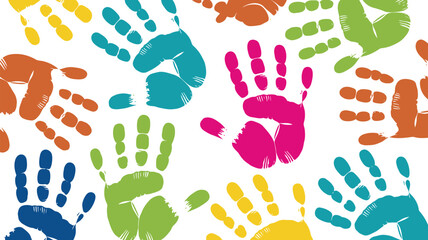 Colorful Handprints Pattern - Symbol of Diversity and Unity