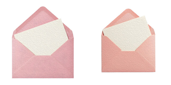 our set of the high quality pink envelope white postcard stationery set invitation mockup ON white background PNG..//